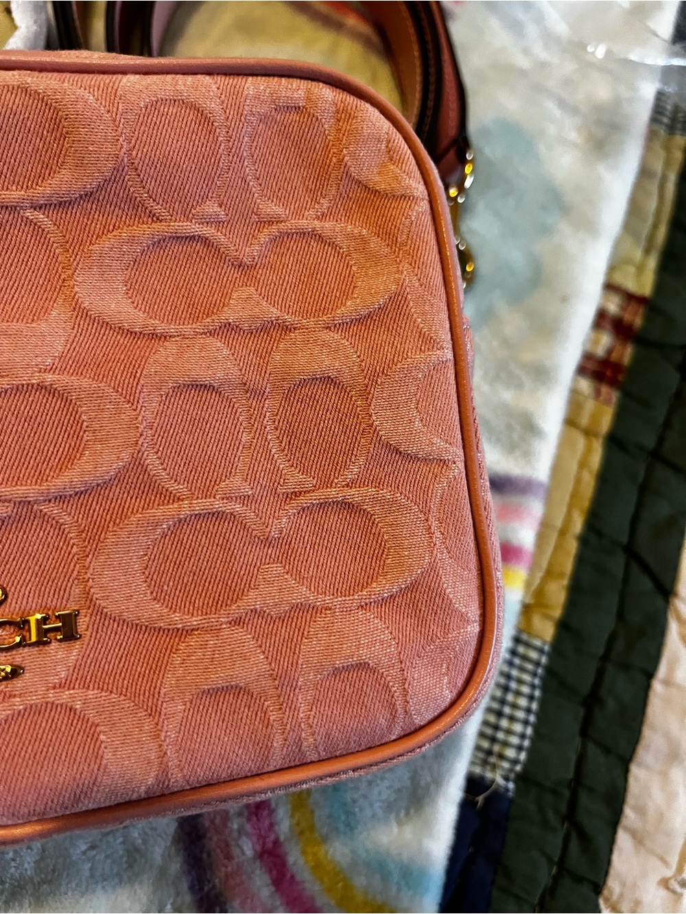 Coach Pink Signature Denim Carey Mini Bag And Wristlet - Picture 11 of 16